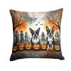 Boston Terrier Spooky Halloween Throw Pillow Machine Washable, Indoor Outdoor Decorative Pillow for Couch, Bed or Patio, 18Hx18W