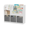 Kids Bookcase and Bookshelf, Multifunctional Bookcase with 3 Collapsible Fabric Drawers, Bookcase Display Stand, Toy Storage Organizer for Bedroom