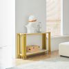 2 Tier Faux Marbling Console Table, Living Room Sofa Table, Modern Narrow Entryway Table, Hallway Entrance Table, Adjustable Feet, for Entrance