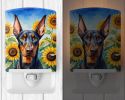 NEW Doberman Pinscher in Sunflowers Ceramic Night Light Compact, UL-Certified, Ideal for Bedroom, Bathroom, Nursery, Hallway, Kitchen, 6x4x3