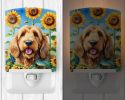 NEW Otterhound in Sunflowers Ceramic Night Light Compact, UL-Certified, Ideal for Bedroom, Bathroom, Nursery, Hallway, Kitchen, 6x4x3, Multicolor