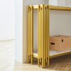 2 Tier Faux Marbling Console Table, Living Room Sofa Table, Modern Narrow Entryway Table, Hallway Entrance Table, Adjustable Feet, for Entrance