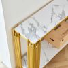 2 Tier Faux Marbling Console Table, Living Room Sofa Table, Modern Narrow Entryway Table, Hallway Entrance Table, Adjustable Feet, for Entrance