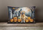 Spooky Halloween Throw Pillow Throw Pillow for Indoor Couch Bed Outdoor Patio Washable, Golden Retriever 2042,12Hx16W