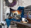 Basset Hound Spooky Halloween Throw Pillow Machine Washable, Indoor Outdoor Decorative Pillow for Couch, Bed or Patio, 18Hx18W