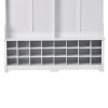 ON-TREND Modern Style Multiple Functions Hallway Coat Rack with Metal Black Hooks;  Entryway Bench 60" Wide Hall Tree with Ample Storage Space and 24