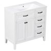 36' Bathroom Vanity with Sink Combo;  White Bathroom Cabinet with Drawers;  Solid Frame and MDF Board
