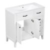 36' Bathroom Vanity with Sink Combo;  White Bathroom Cabinet with Drawers;  Solid Frame and MDF Board