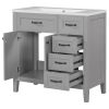36' Bathroom Vanity with Sink Combo;  White Bathroom Cabinet with Drawers;  Solid Frame and MDF Board