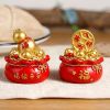 1pc; Pot Of Golden Car Ornament (2.28"√ó1.97"√ó1.97"); Home Decoration; Holiday Birthday Gifts